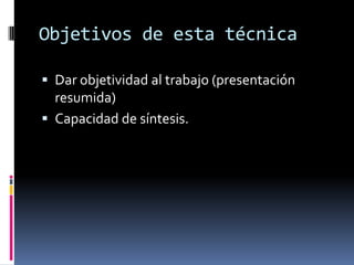 Este trabajo se basa en la capacidad de síntesis del autorPasos a seguir en la redacción de la presentación resumida.Dar lectura inicial y reflexiónLeer nuevamente sacando ideas principalesHacer lista de puntos básicos en los cuales se desarrolla este.Hacer borrador (ideas ,puntos básicos)correcciones