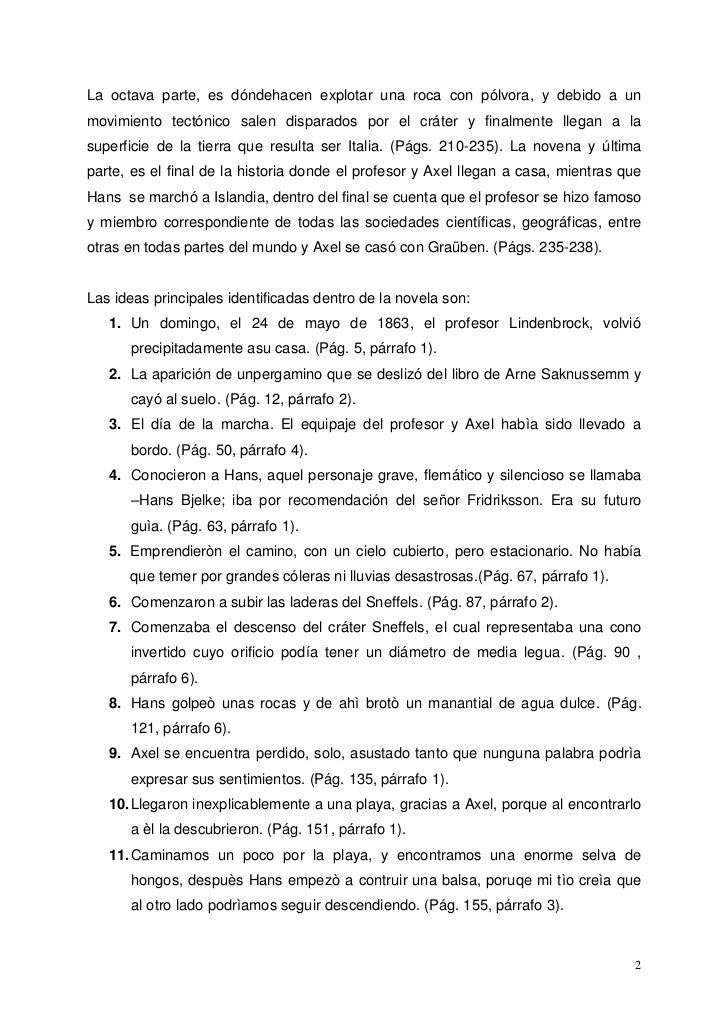 Resumen de un viaje al centro de la tierra