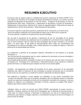 Ejemplo De Resumen Ejecutivo De - Resumen Ejecutivo 1 320 