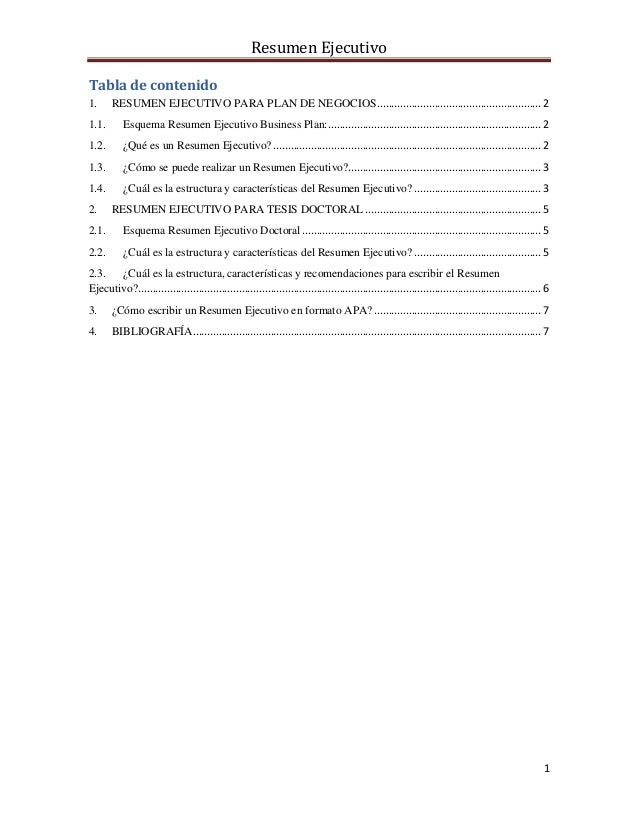 formatos de resumen ejecutivo