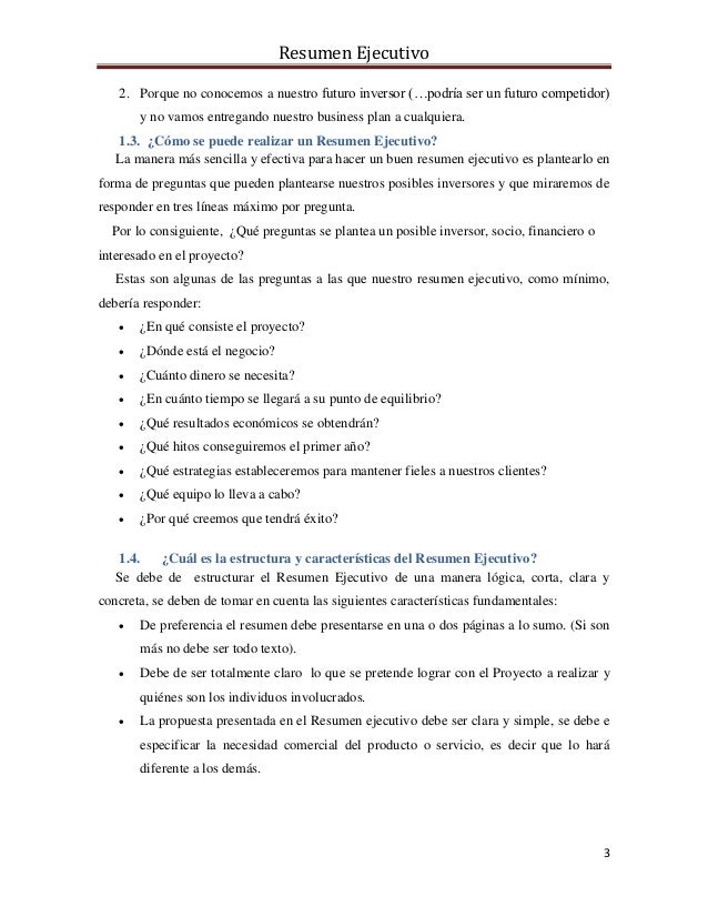 resumen ejecutivo que es un resumen ejecutivo