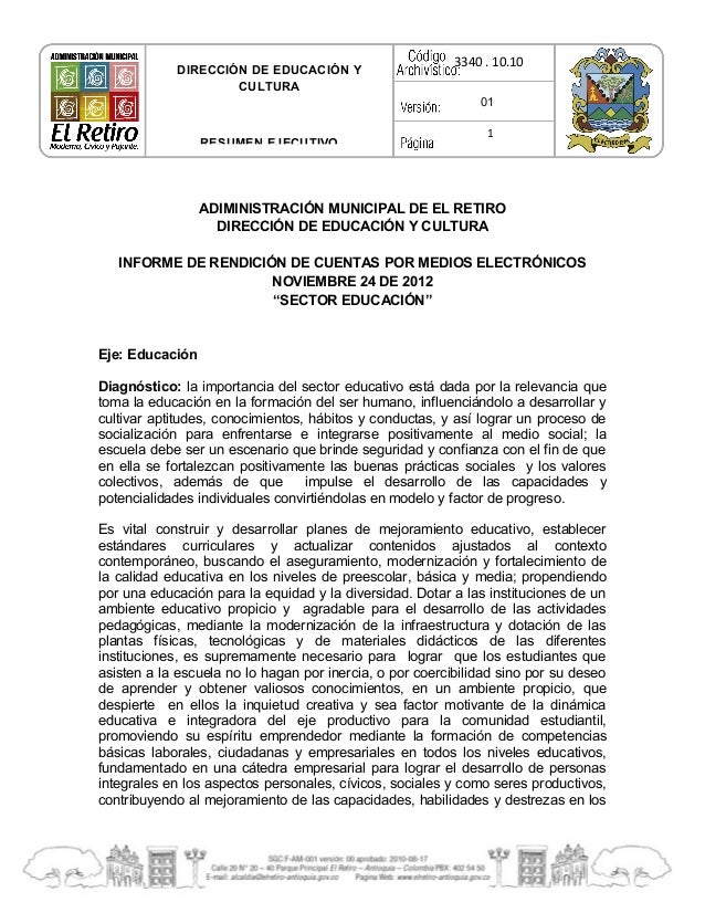 ejemplo de un informe ejecutivo corto
