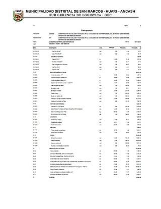 MUNICIPALIDAD DISTRITAL DE SAN MARCOS - HUARI – ANCASH
SUB GERENCIA DE LOGISTICA - OEC
 