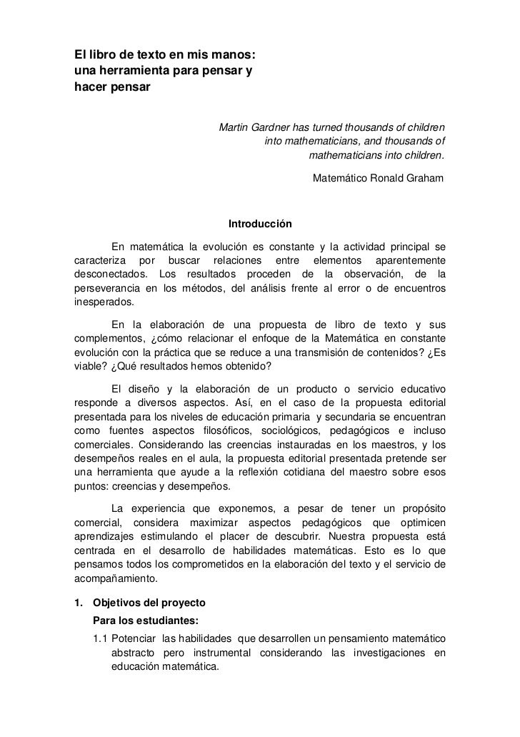 Como Se Hace Un Resumen De Un Libro - Resumen El Libro De Texto En Mis Manos Una Herramienta Para Pensar Y Hacer Pensar 1 728 