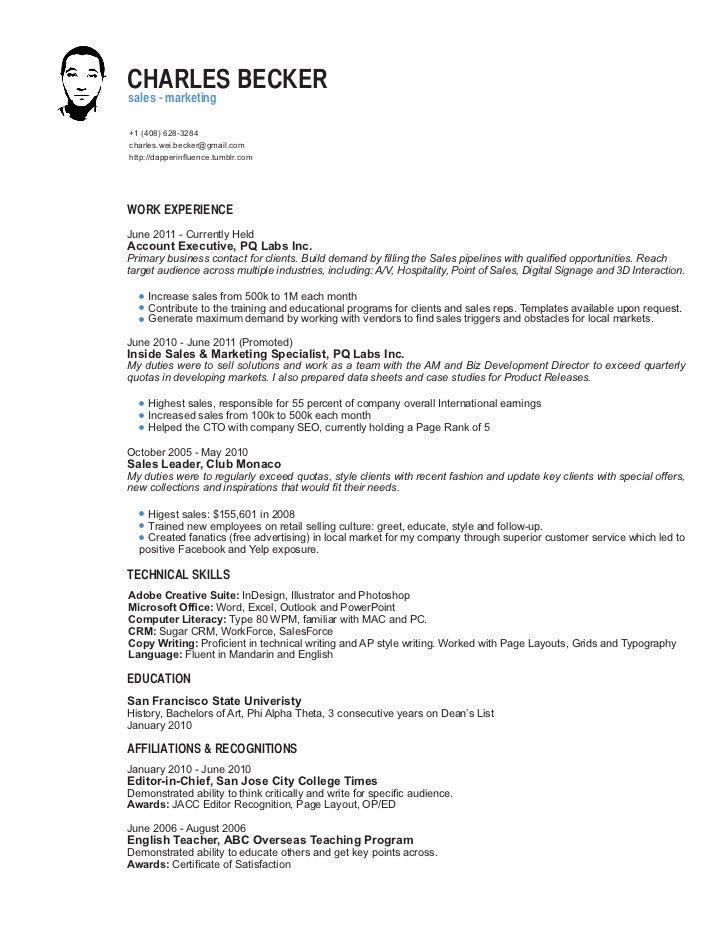 b2b sales resume b2b sales resumes