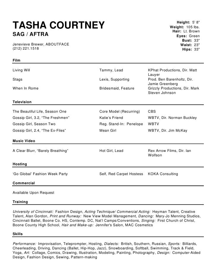 commercial actor resume sle resume acting commercial actor resume sle resume acting