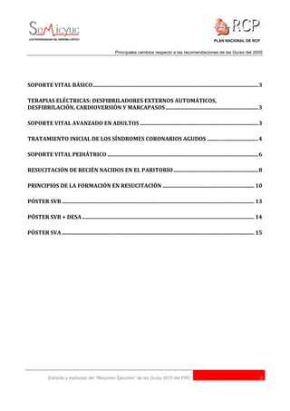 Principales cambios respecto a las recomendaciones de las Guías del 2005




SOPORTE VITAL BÁSICO ...........................
