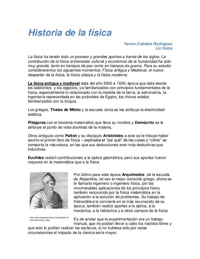 Resumen Historia De La Física