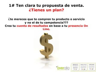 1# Ten clara tu propuesta de venta.  ¿Tienes un plan? ¿Te mereces que te compren tu producto o servicio y no el de tu comp...