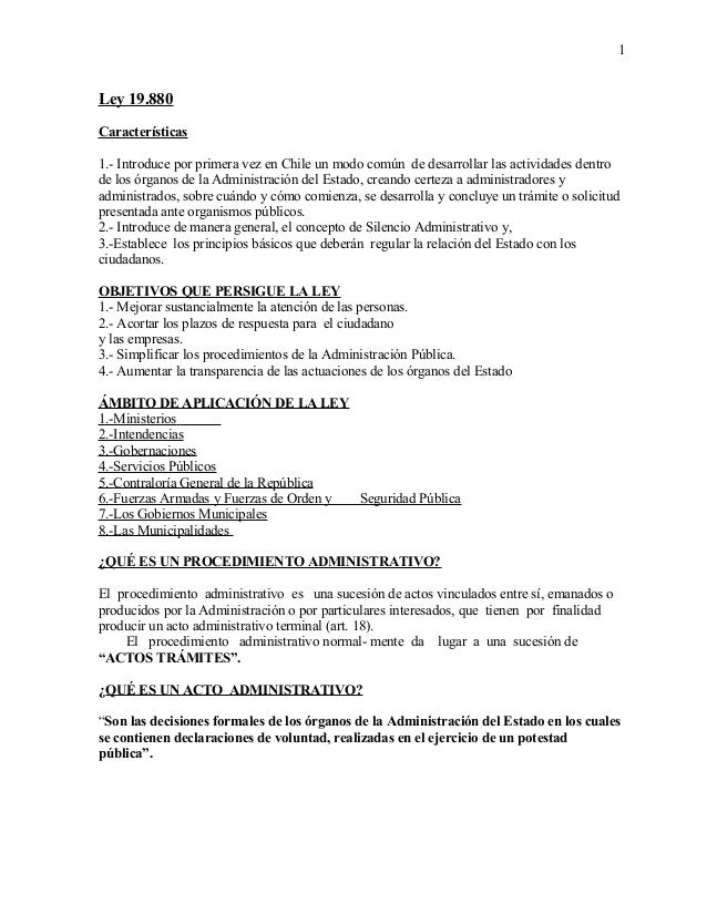 Resumen ley 19.880 Sumario LEYES. Número LEYES DECRETOS DECISIONES