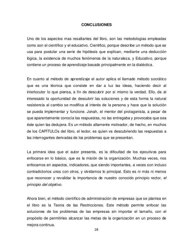 Resumen del libro LA META