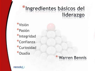 *
*Visión
*Pasión
*Integridad
*Confianza
*Curiosidad
*Osadía
*
 
