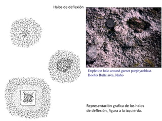 Halos de deflexión

Depletion halo around garnet porphyroblast.
Boehls Butte area, Idaho

Representación grafica de los halos
de deflexión, figura a la izquierda.

 