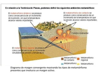 Diagrama de margen convergente mostrando los tipos de metamórfismo
presentes que involucra un margen activo.

 