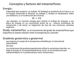 Conceptos y factores del metamórfismo

 