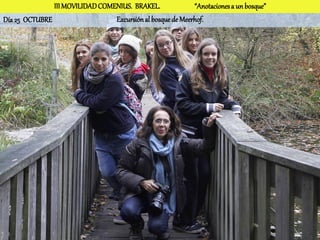 III MOVILIDAD COMENIUS. BRAKEL.              “Anotaciones a un bosque”
Día 25 OCTUBRE                   Excursión al bosque de Meerhof.
 