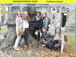 III MOVILIDAD COMENIUS. BRAKEL.                 “Anotaciones a un bosque”
Día 23 OCTUBRE                  Visita guiada a la ciudad de Brakel.
 