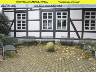 III MOVILIDAD COMENIUS. BRAKEL.                 “Anotaciones a un bosque”
Día 23 OCTUBRE                  Visita guiada a la ciudad de Brakel.
 