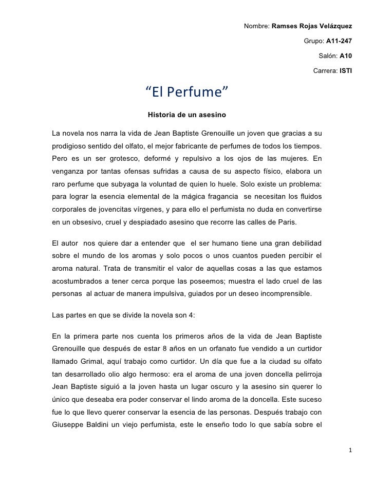 Resumen novela el perfume