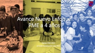 Avance Nuevo Enfoque
PME a 4 años
Equipo PME 2015
Jornada Socialización Julio 2015
 
