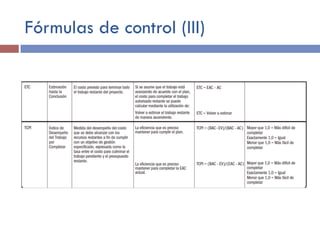 Fórmulas de control (III)
 