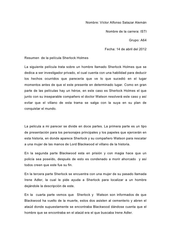 Resumen Pelicula Sherlock