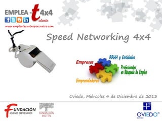 www.empleatecuatroporcuatro.com

Speed Networking 4x4

Oviedo, Miércoles 4 de Diciembre de 2013

 