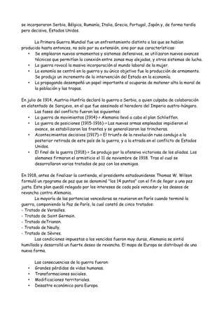 otomano y Bulgaria; mientras que a la Triple Entente, integrada por Francia, Reino Unido y
Rusia se incorporaron Serbia, B...