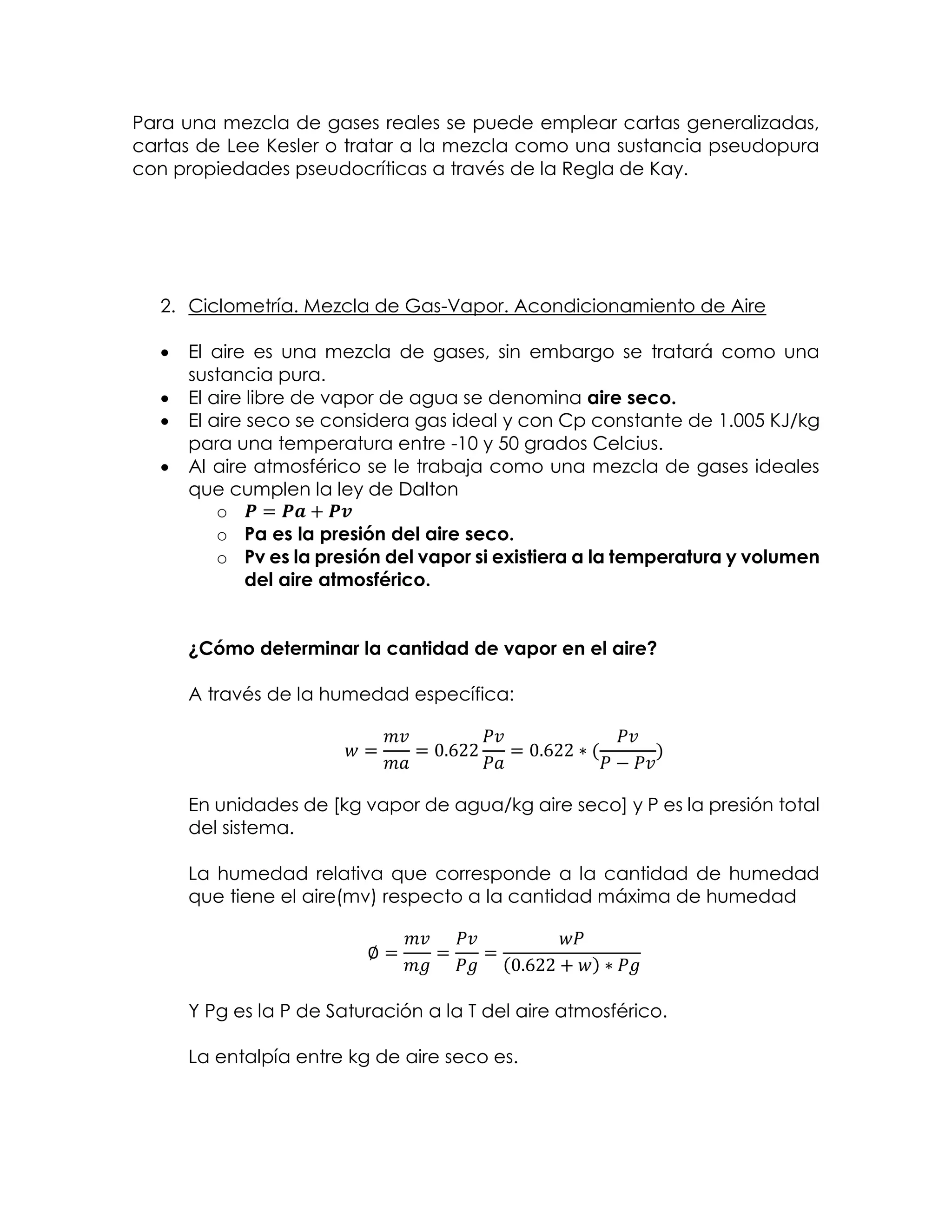 TERMODINAMICA II MEZCLAS DE GASES Y CICLOMETRIA (parcial IV) | PDF ...