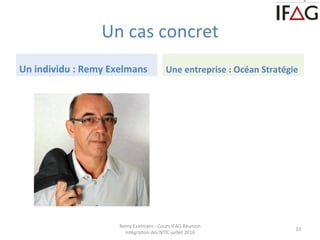 Un	
  cas	
  concret	
  
Un	
  individu	
  :	
  Remy	
  Exelmans	
   Une	
  entreprise	
  :	
  Océan	
  Stratégie	
  
Remy...
