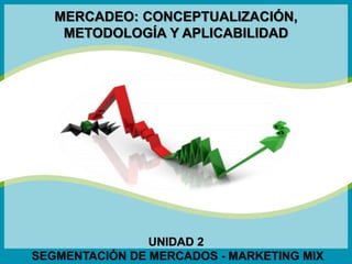 MERCADEO: CONCEPTUALIZACIÓN,
METODOLOGÍA Y APLICABILIDAD

UNIDAD 2
SEGMENTACIÓN DE MERCADOS - MARKETING MIX

 