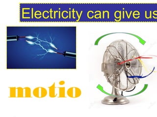 Electricity can give us
motio