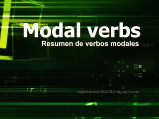 Modal verbs
 Resumen de verbos modales




          Inglestrescbtis245.blogspot.com
 