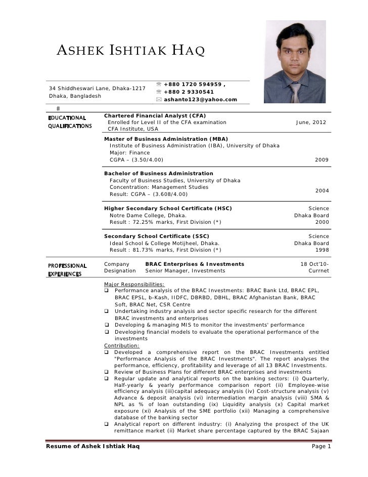 resume of