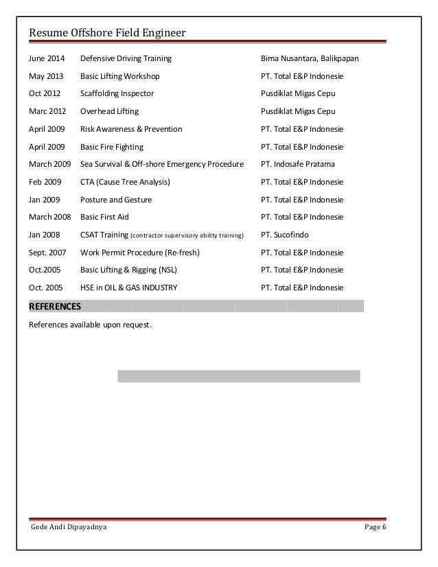 3 engineer resume in offshore fleet