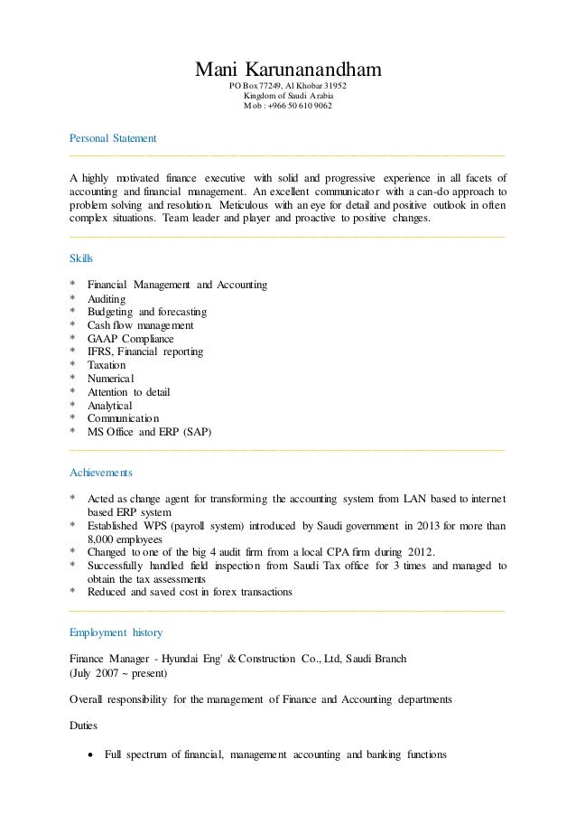 Resume Of Accounting Manager