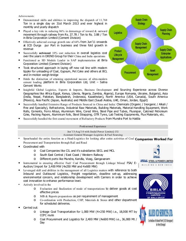 resume of logistics supply chain professional with 14 years of enri supply chain professional resume