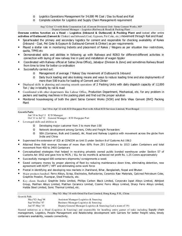 logistics manager resumes