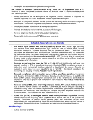 Resume of lynn fogel human resources professional seeking part-time employment - august 2016