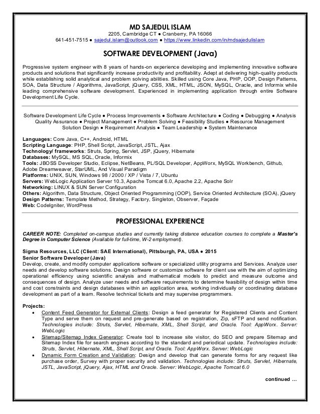 resume of md sajedul islam