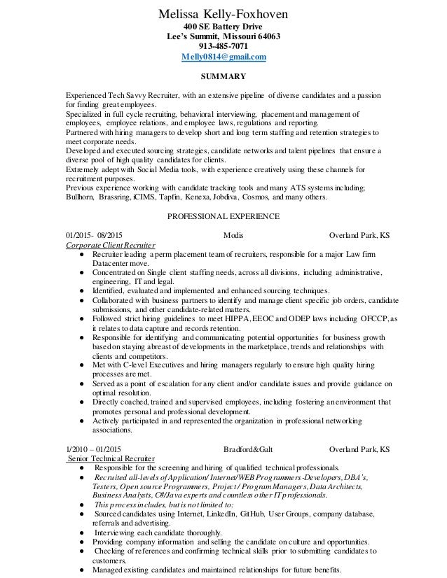 resume of melissa kelly