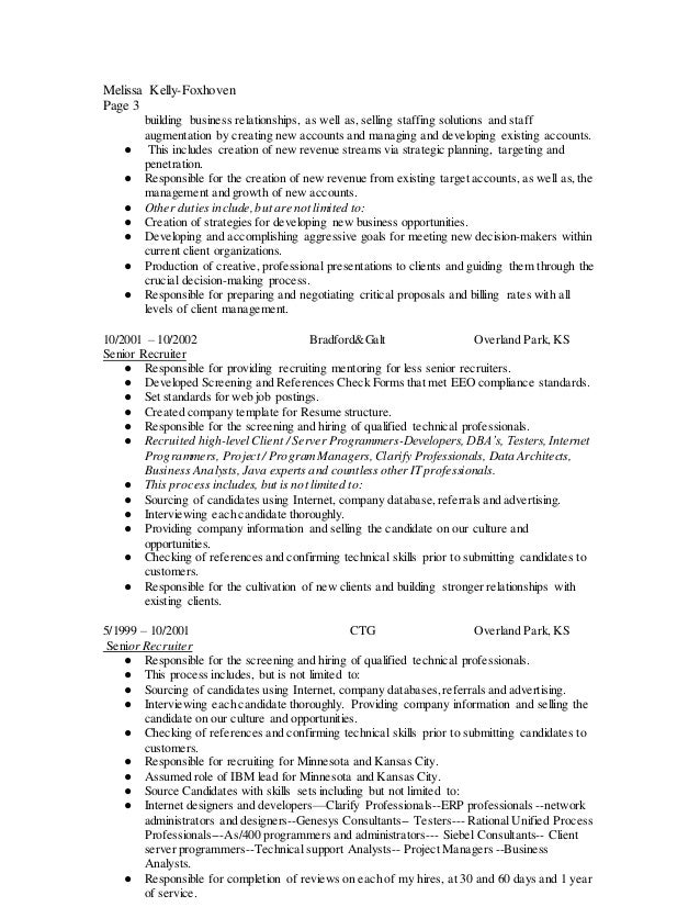 resume of melissa kelly foxhoven corporate recruiter corporate recruiter resume