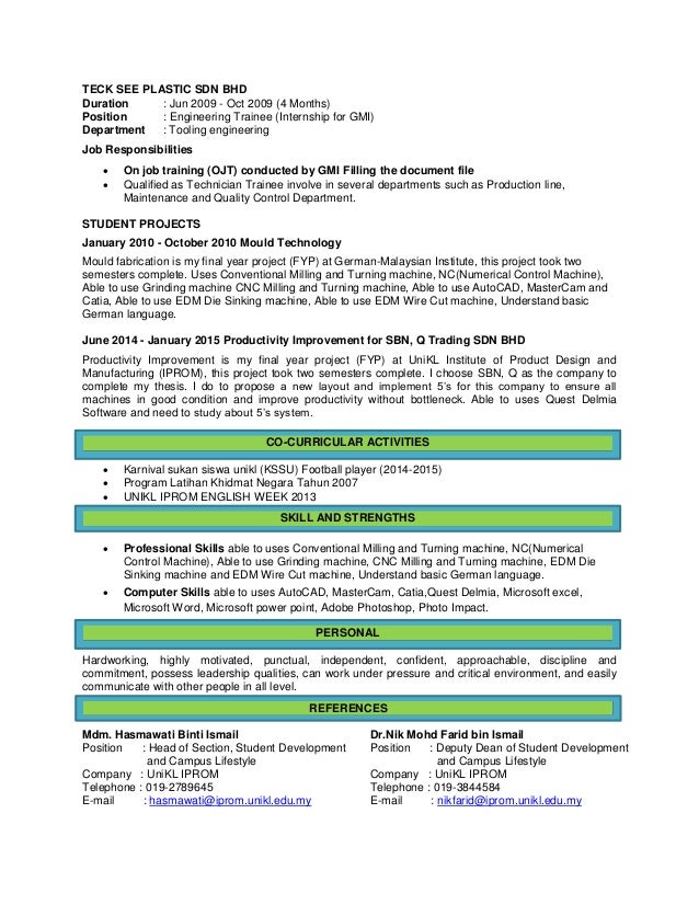 Resume Of Mohd Fakhrurrazi