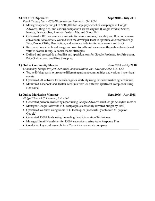 Ppc manager resume