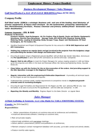Business Development Manager, Sales Manager (Oil & Gas) | DOCX