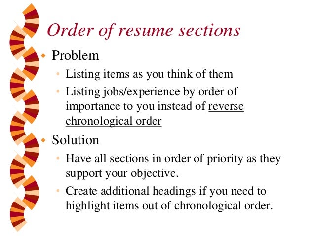 Order of resume sections Order of resume sections