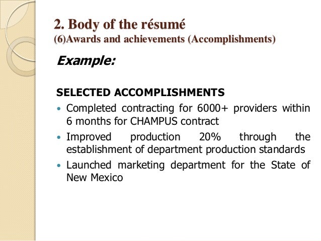 How to write a resume acheivements