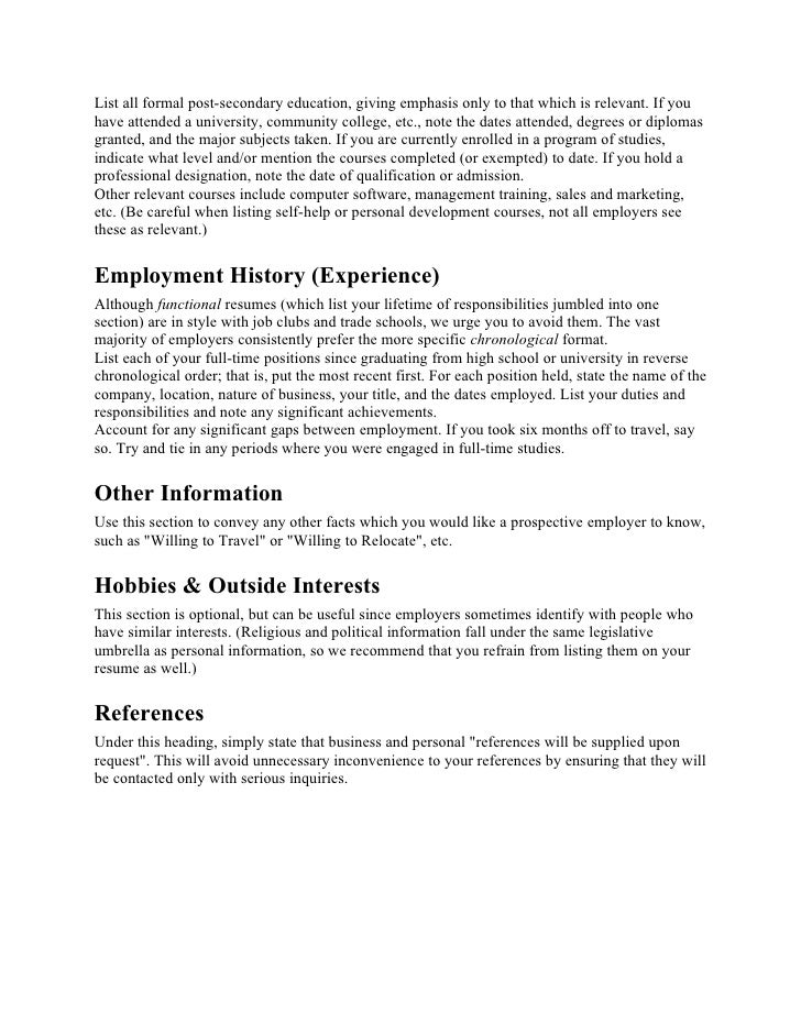 skills and training for resume