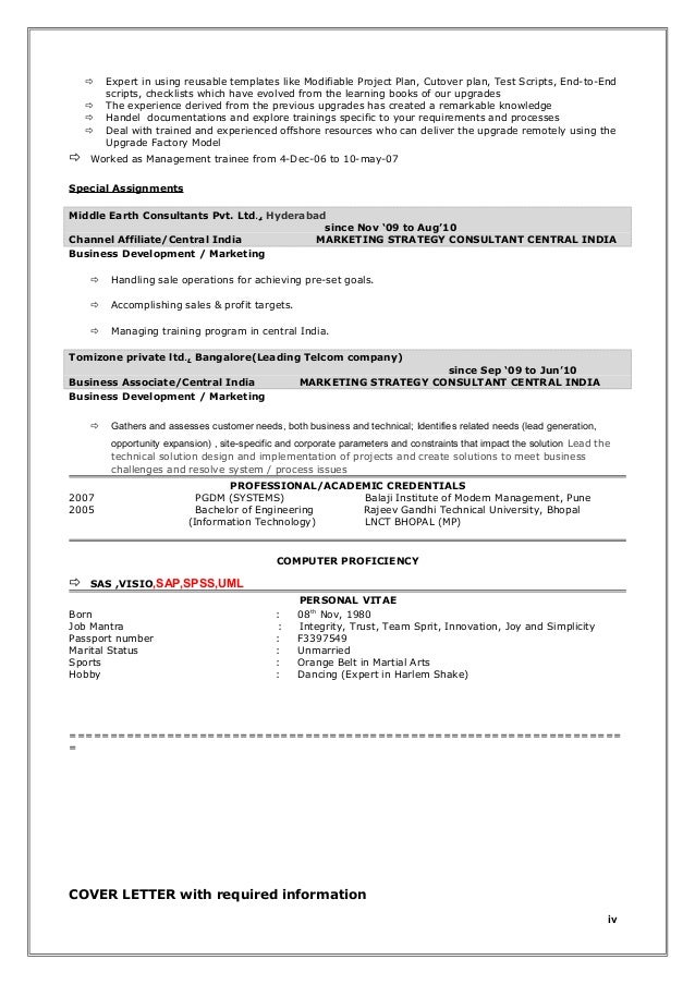 Resume for pre sales consultant