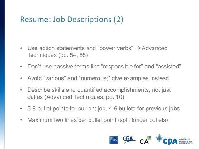 resume action statements